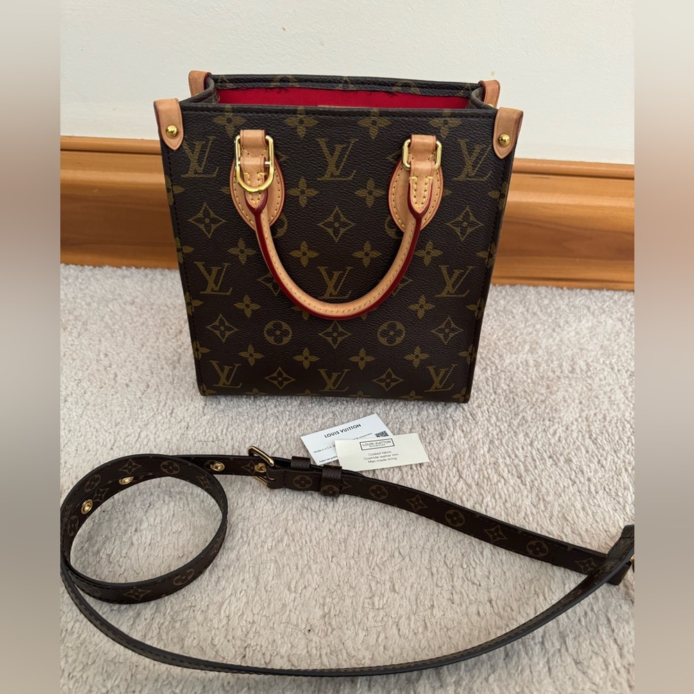 💯Authentic Louis Vuitton LV Sac Plat BB Top Handle Crossbody